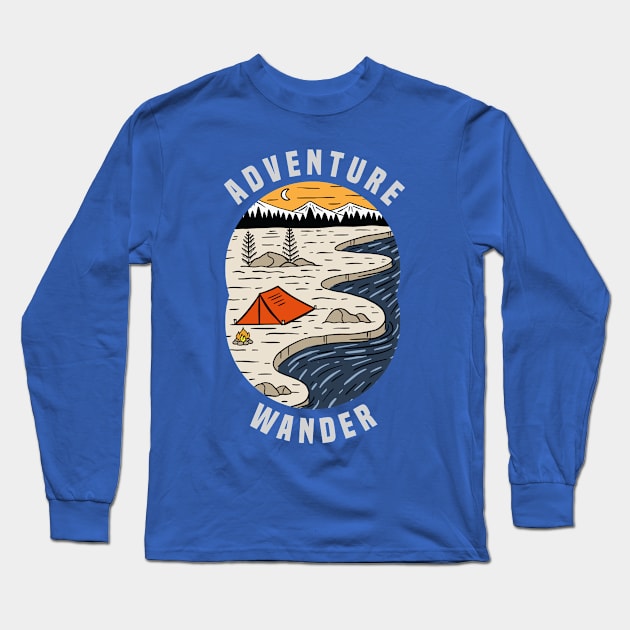 adventure wander camping tent Long Sleeve T-Shirt by Mako Design 